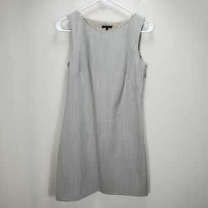 theory tan sheath dress womens sz 4 side zip scoop neck